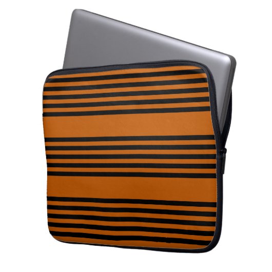 Fünf Streifen schwarz und verbrannt Laptopschutzhülle (Vorderseite Links)