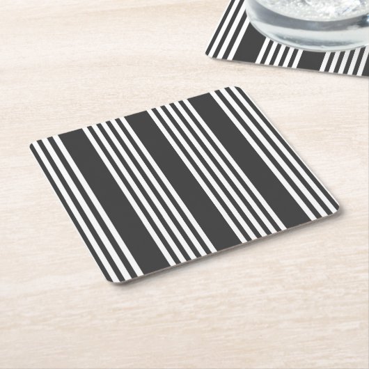 Fünf Streifen, weiß und kohleweiß Rechteckiger Pappuntersetzer (angewinkelt)