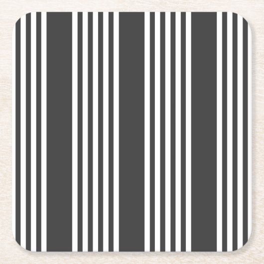 Fünf Streifen, weiß und kohleweiß Rechteckiger Pappuntersetzer (Vorderseite)