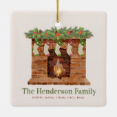 Fünf Strumpf Weihnachtsfamilie Keramikornament (Rückseite)