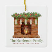 Fünf Strumpf Weihnachtsfamilie Keramikornament (Vorderseite)