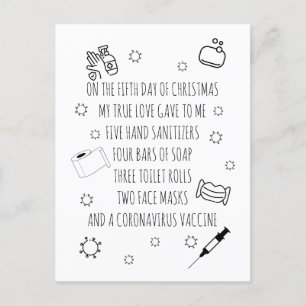 Fünf Tage Covid Weihnachtsfest Feiertagspostkarte