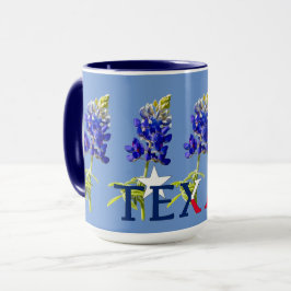 Fünf Texas Bluebonnet-Blume zur blauen Tasse