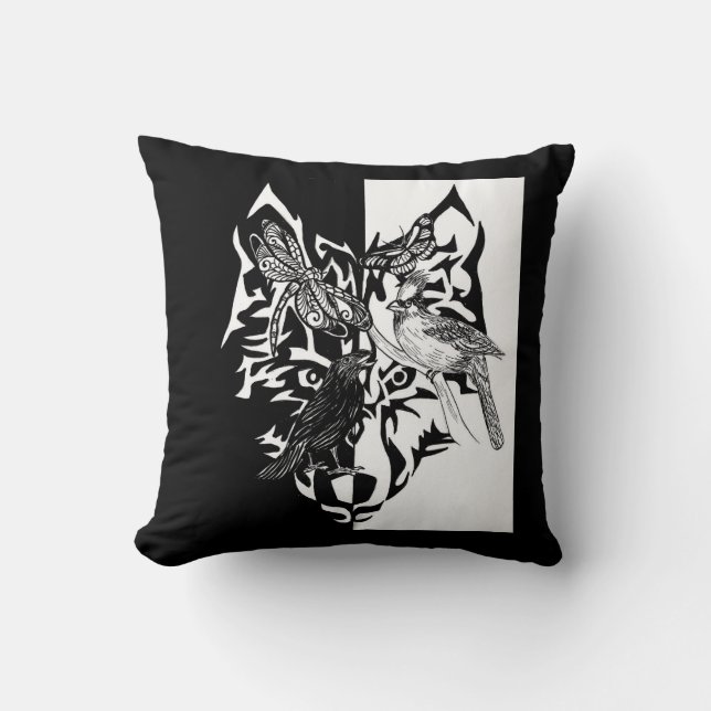 Fünf Tierführer und Fußabdrücke Kissen (Vorderseite)