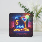 Fünf Uhr - Happy Hour Party Einladung (Stehend Vorderseite)