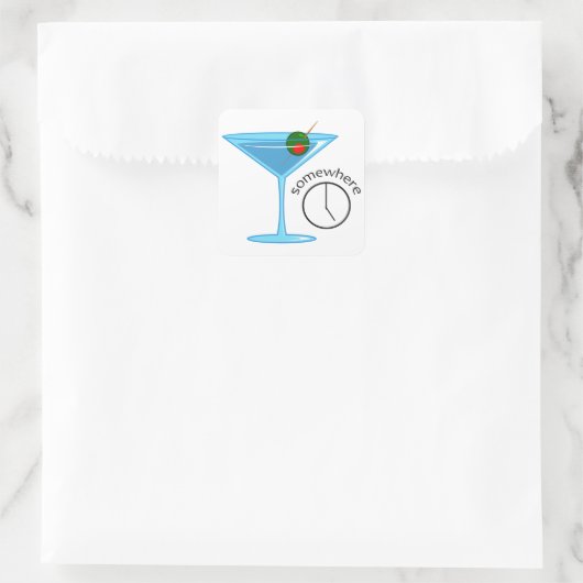 Fünf Uhr irgendwo Quadratischer Aufkleber (Tasche)