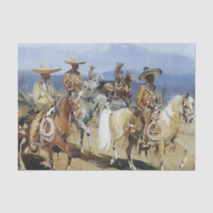 Fünf Vaqueros auf Pferden von Edward Borein Seidenpapier