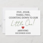 FÜNF VIER DREI ZWEI zählen bis zur Schwangerschaft Ankündigung (Vorderseite)