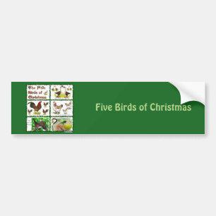 Fünf Vögel zu Weihnachten Autoaufkleber