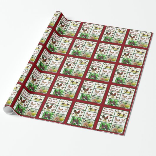 Fünf Vögel zu Weihnachten Geschenkpapier (Ungerollt)
