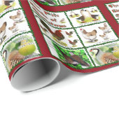 Fünf Vögel zu Weihnachten Geschenkpapier (Rolleneckpunkt)