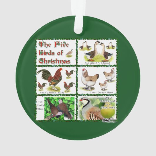 Fünf Vögel zu Weihnachten Ornament (Rückseite)