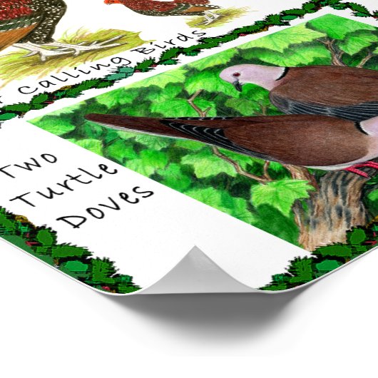 Fünf Vögel zu Weihnachten Poster (Ecke)