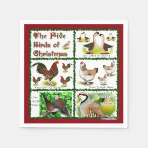 Fünf Vögel zu Weihnachten Serviette
