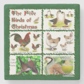 Fünf Vögel zu Weihnachten Steinuntersetzer (Vorderseite)