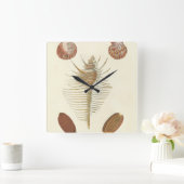 Fünf von nette Seashells Quadratische Wanduhr (Zuhause)