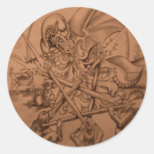 Fünf von Wands Runder Aufkleber