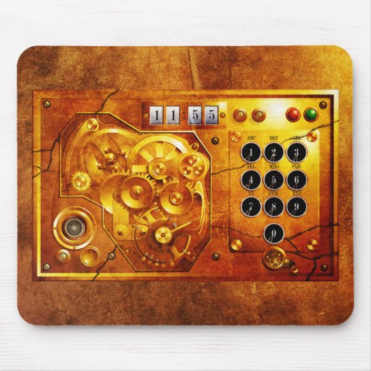 Fünf vor zwölf Steampunk-Uhr Grunge Mousepad (Vorne)