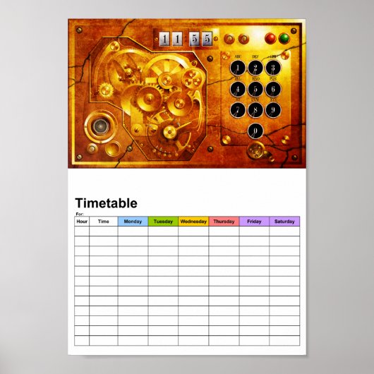 Fünf vor zwölf Steampunk-Uhr Grunge Poster (Vorne)