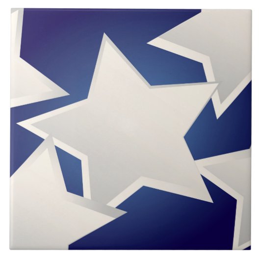 Fünf weiße Sterne Fliese (Vorderseite)