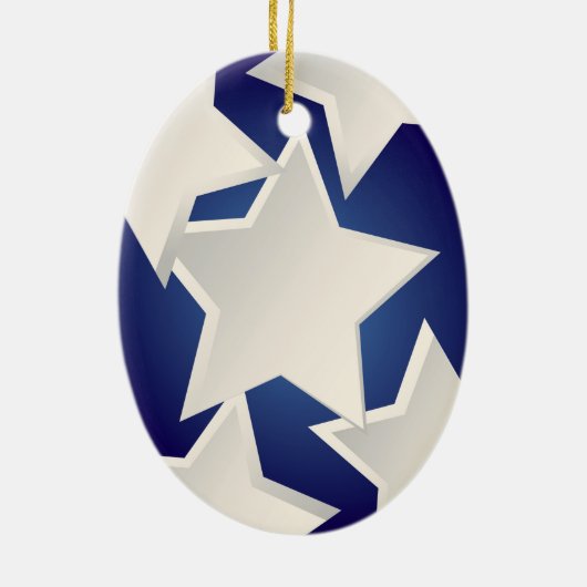 Fünf weiße Sterne Keramik Ornament (Hinten)