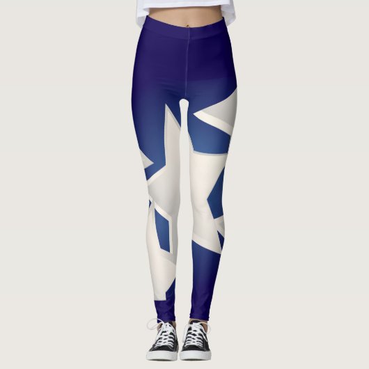Fünf weiße Sterne Leggings (Vorderseite)