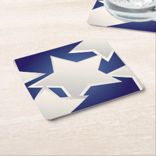 Fünf weiße Sterne Rechteckiger Pappuntersetzer