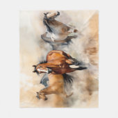 „Fünf wilde Mustangs“ staubige westliche Aquarellm Fleecedecke (Vorderseite)