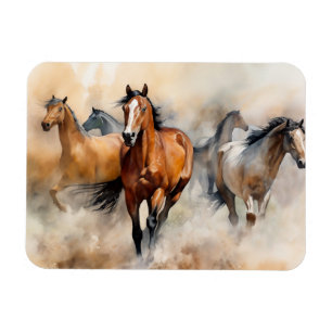„Fünf wilde Mustangs“ staubige westliche Aquarellm Magnet