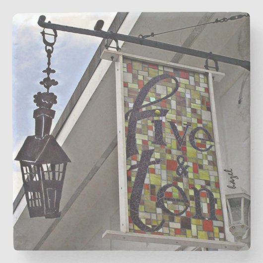 Fünf & Zehn, Athen, Georgien, Marmorstein Unterset Steinuntersetzer (Vorderseite)