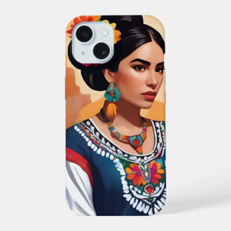 Funfa para iPhone 15 motivo mujer mexicana Hülle