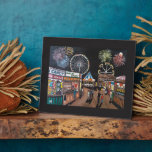 Funfair at Night Painting by Alfred Fox Fotoplatte<br><div class="desc">Funfair at Night Painting by Alfred Fox.</div>