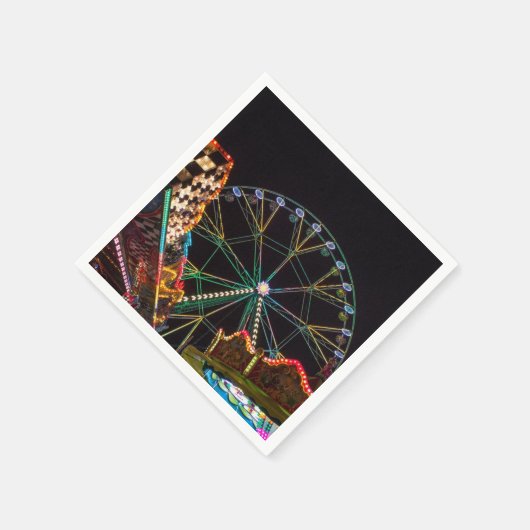 Funfair Riesenrad bei Nacht Serviette (Ecke)