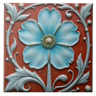 Fünfblütige himmelblaue Blume Fliese