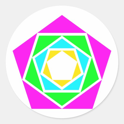Fünfecke pentagons runder aufkleber (Vorderseite)