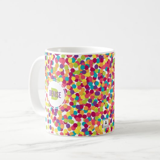 Funfetti Monogramm Kaffeetasse (Vorderseite Links)