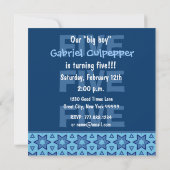 Fünfjährige Birthday Blue Stars für Boy W727 Einladung (Rückseite)