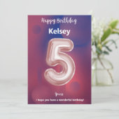 Fünfjährige Happy Birthday Card (Stehend Vorderseite)