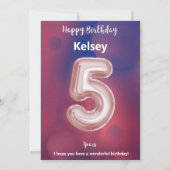 Fünfjährige Happy Birthday Card (Rückseite)