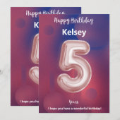 Fünfjährige Happy Birthday Card (Vorne/Hinten)