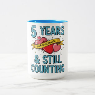 Fünfjähriges Jubiläum Zweifarbige Tasse