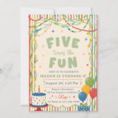 Fünfmal Spaß zum 5. Geburtstag Einladung (Vorderseite)