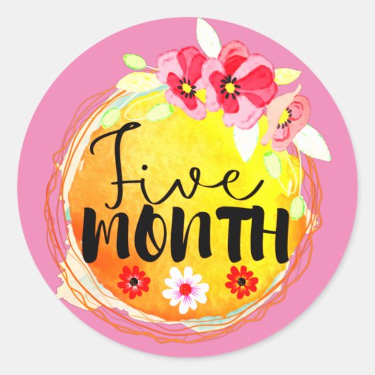 Fünfmonatiges Blumenbezeichnungen für das Baby Mei Runder Aufkleber (Vorderseite)