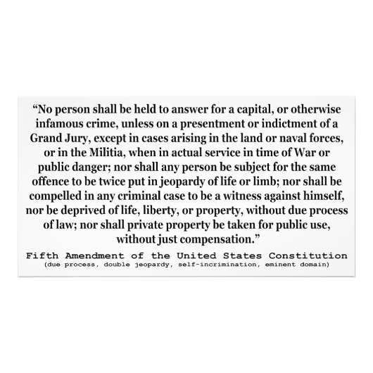 Fünfte Änderung der Verfassung der Vereinten Staat Fotodruck (Vorne)