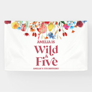 Fünfte Geburtstagsparty in Wild und fünf Wildblume Banner