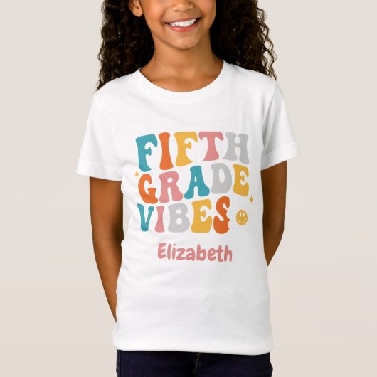 "Fünfte Grade Vibe" Groovy Zurück in die Schule T-Shirt (Vorderseite)
