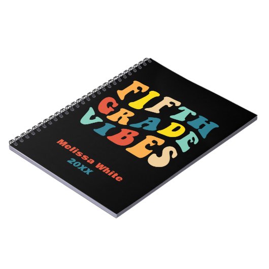 Fünfte Grade vibes Retro-Farben zurück zur Schule Notizblock (Linke Seite)