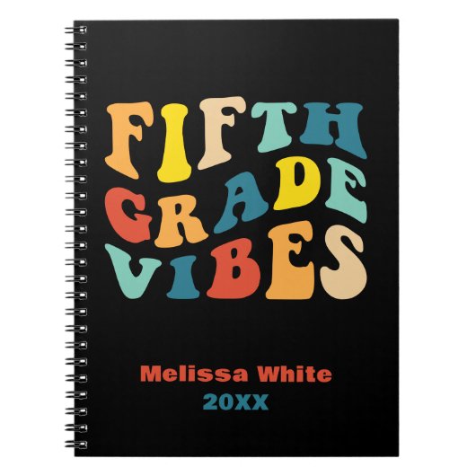 Fünfte Grade vibes Retro-Farben zurück zur Schule Notizblock (Vorderseite)