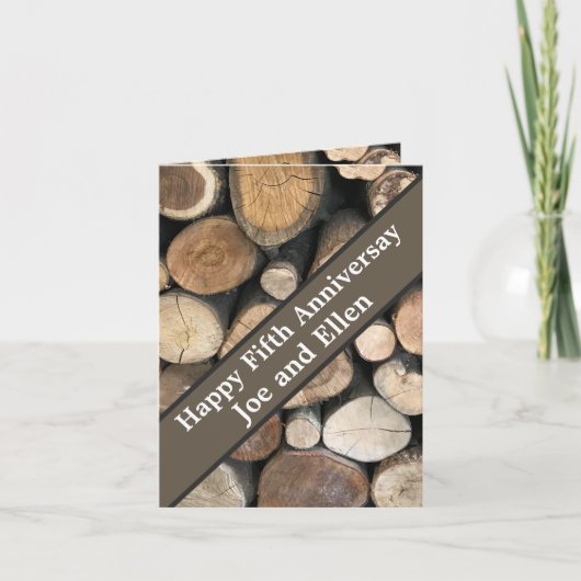 Fünfte Hochzeit Jahrestag bearbeitet Karte (Vorderseite)
