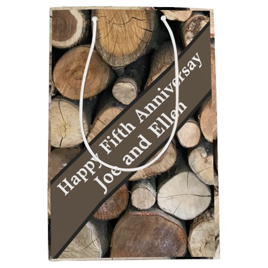 Fünfte Hochzeit Jahrestag bearbeitet Mittlere Geschenktüte (Vorderseite)